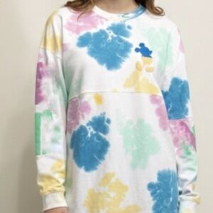 Disney Spirit Jersey Size Small Mickey Mouse Tie Dye White Blue Pink Longsleeve